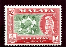 Malaya-Kelantan 1963 $2 bronze-green & scarlet P12½ superb MNH. SG 93. Sc 81a.
