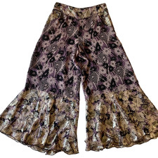 RARE Vintage 90s Anna Sui Sheer Silk Blend Floral Trousers 10