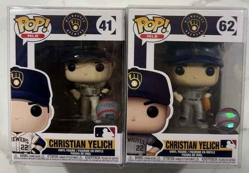 Christian Yelich Milwaukee Brewers Funko Pop #41 #62 Lot (2) MLB w/protectors