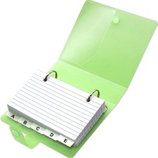 3x5 Lined Index Cards with Ring Binder Holder and Dividers, inches, Green
