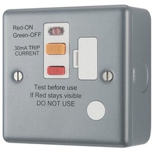 British General  13A Unswitched Metal Clad Passive RCD Fused Spur & Flex Outlet