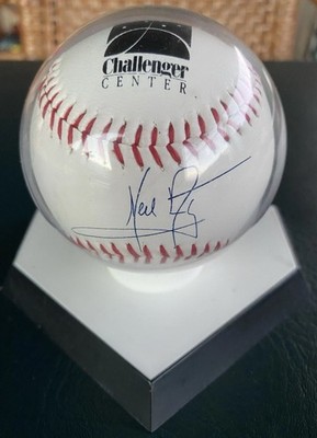 Challenger Center Baseball Display   Attributed Neil Armstrong Buzz Aldrin