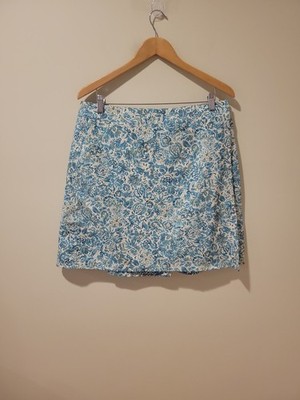 Ripskirt Hawaii Ajustable Wrap Skirt 19'' Size L Blue Floral Beach Pool Resort