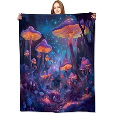 Mushroom Blanket Enchanted Forest Throw Blankets,Birthday Gifts for Kids Adul...