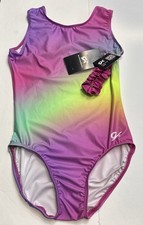 GK Elite Gymnastics Purple Rainbow Leotard With Scrunchie Size AL Brand New   
