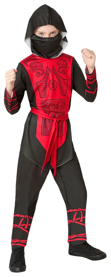 Costume Ninja Widmann – Taille 140 Cm (8-10 Ans) – Haut, Pantalon, Masque Et Plastron Dragon – Idéal Pour Carnaval Et Fêtes