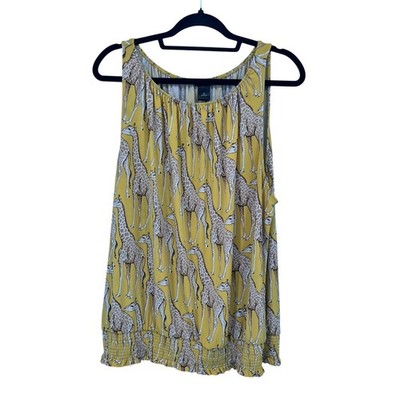 Ann Taylor Yellow Giraffe Print Tank Top Size Women's XL