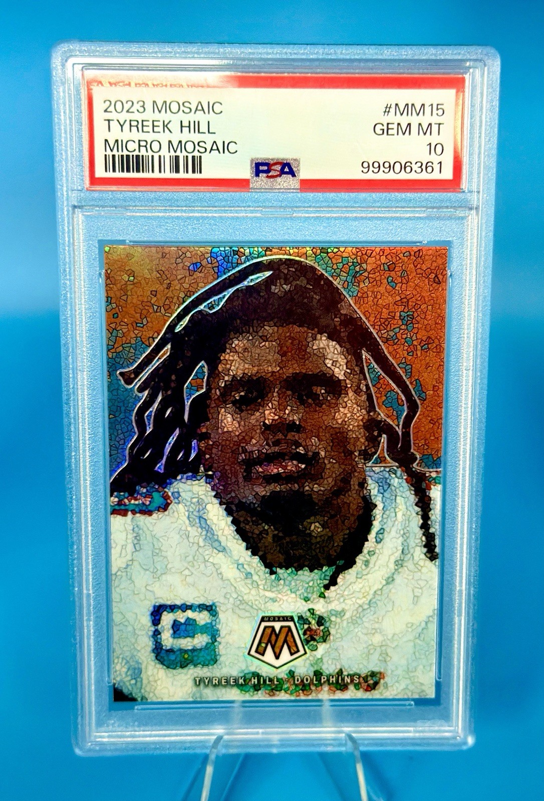 Tyreek Hill 2023 Panini Mosaic Micro Mosaic Case Hit MM-15 Dolphins SSP view 2