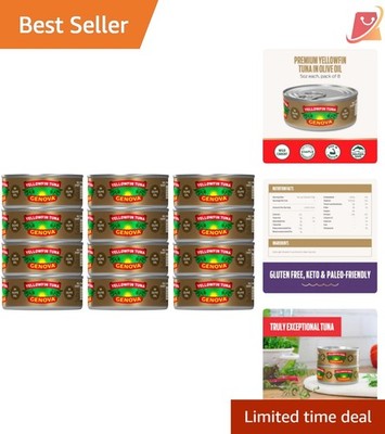 Yellowfin Tuna in Olive Oil Cans Pack of 12 5oz Wild Caught Gourmet