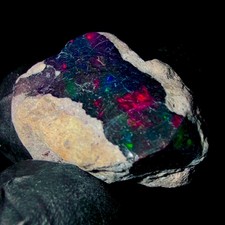 Ethiopian Opal, Black Fire opal rough, Natural opal gemstone raw 12.5Ct 20x14 mm