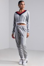 NWT Tommy Hilfiger Women's Size XL Lounge Retro Sweatsuit 2Pcs Set Heather Grey