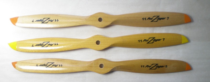 3 ZINGER Wood RC Airplane Propellors, 11"