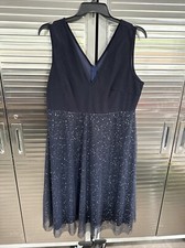 Floerns Women's 2xl Size V Neck Sleeveless Contrast Mesh Evening Midi Dress