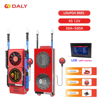 Daly BMS Lifepo4 4S 12V 30~500A (Fan) Common Port w/Balance+Bluetooth Module lot