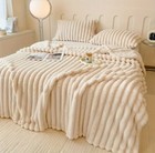 Couverture Plaid Canapé Lit En Laine Chaude Blanc Crème Decoration Hiver Confor