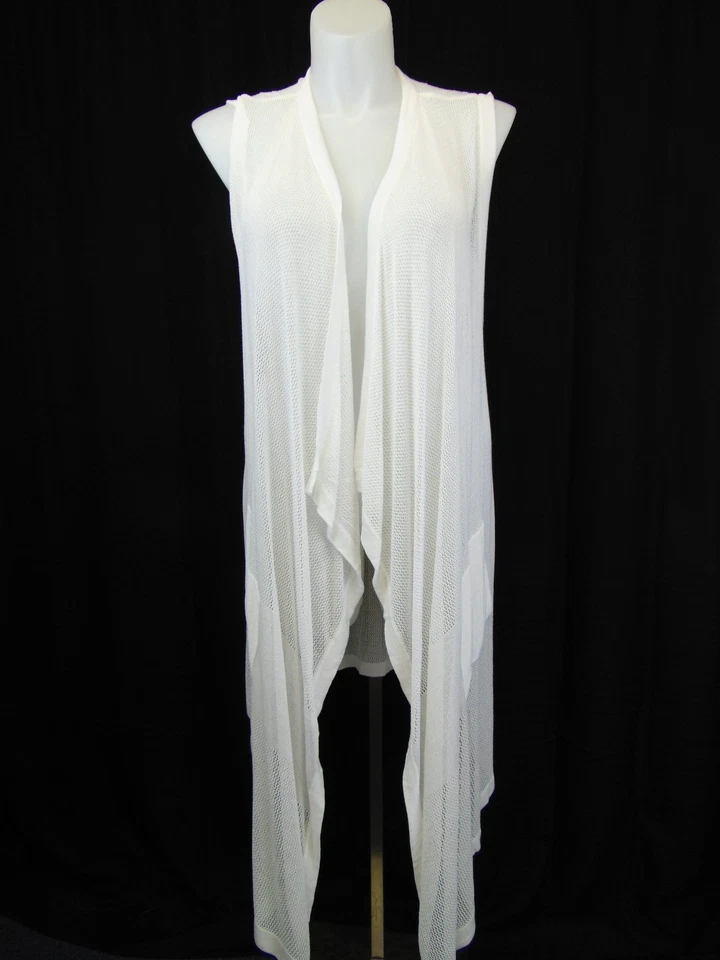 Cardigã Melissa McCarthy Seven7 aberto frontal sem mangas malha espanador 1X #4463 - Imagem 2 de 4