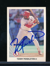 1990 Leaf #260 Terry Pendleton signed auto autograph crisp blue sharpie