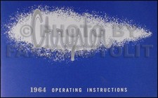 1964 Chrysler Original Owners Manual NOS 64 Newport New Yorker 300 Owner Guide