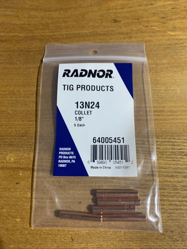 Radnor Tig Products 13N24 Collet 1/8” 5 Each
