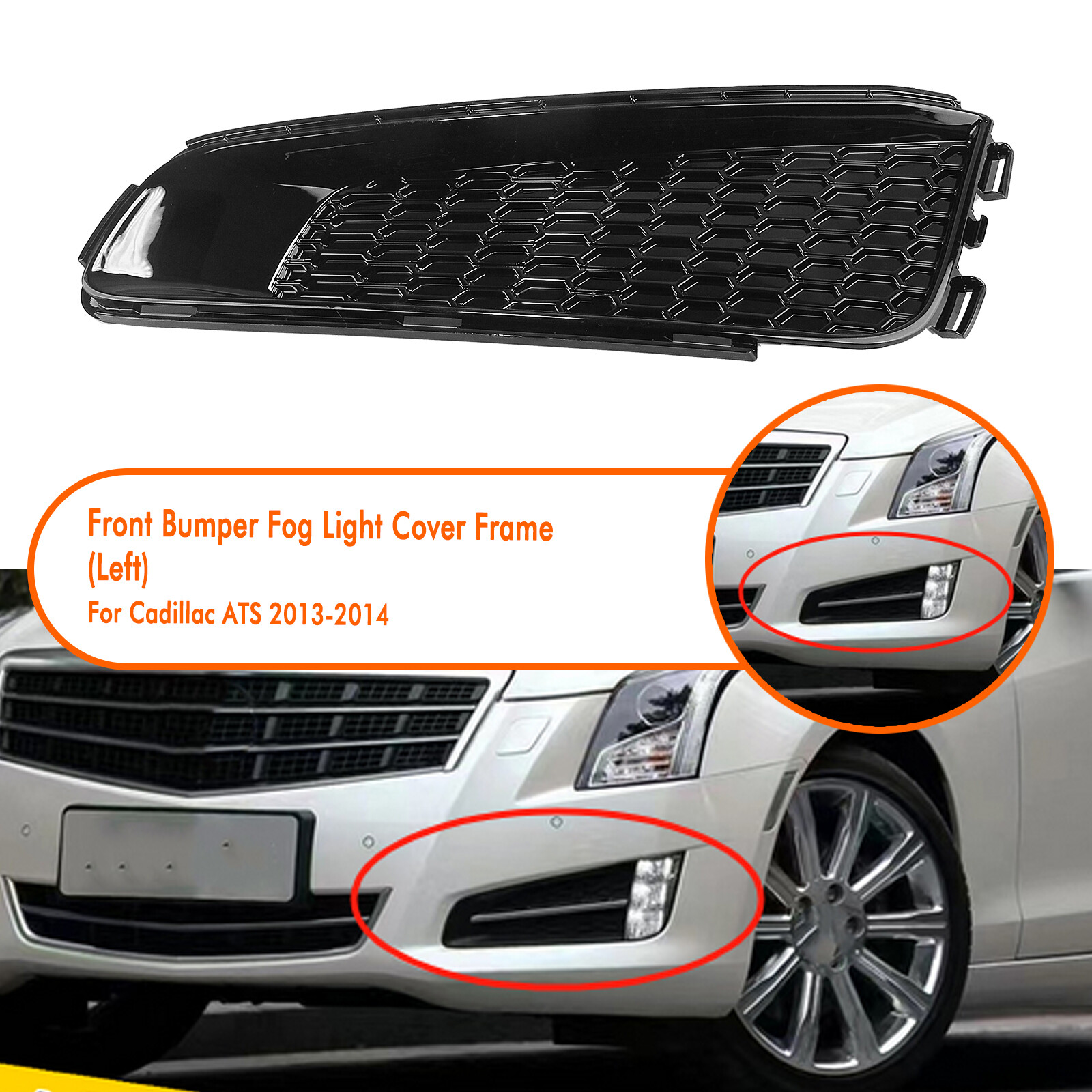 Car Front Left Fog Light Cover Trim For Cadillac ATS 2013-2014 Sedan 4-Door New
