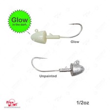 1/2oz Fish WOW! Bullet Jig Head Great for Scampi Perch Grub unpainted Glow New