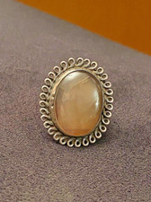 Vintage 925 Silver Banded Agate Ring Size 6.75