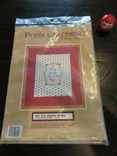 VTG Prints Charming Needles n' Hoops No. 702 Cross Stitch Kit Peace to All MIP