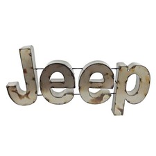 Large Recycled Metal Jeep Logo Garage Wall Decor Sign Rustic Retro 24 12 Inch