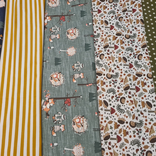 Stoffpaket/ 5x Baumwolljersey 30x70cm für Mützen und Snoods mit Fuchs Neu - Bild 1 von 3
