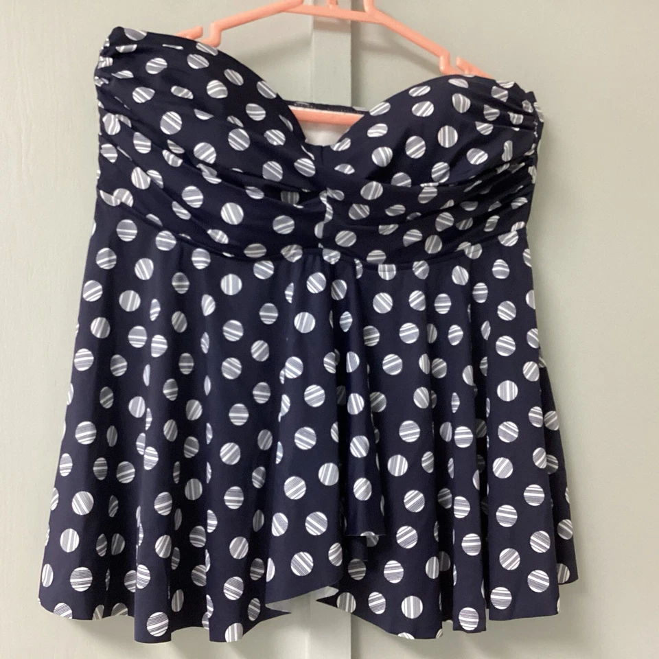 NUEVO CON ETIQUETAS INC International Concepts Traje de Baño Tankini Top Talla 14 Azul Marino Lunares Almohadilla Foto 4 de 4