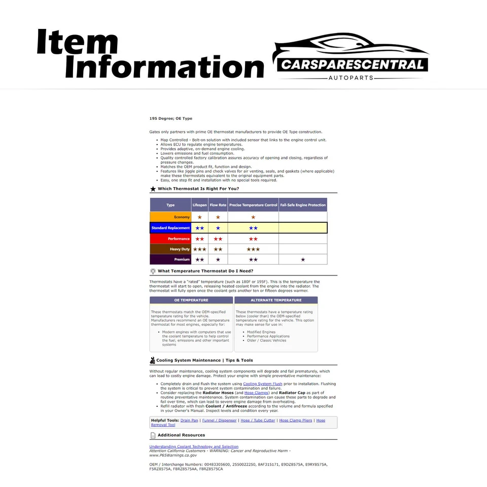 Термостат охлаждающей жидкости двигателя для 1988-1989 Merkur Scorpio 2,9 л - Изображение 3 из 4