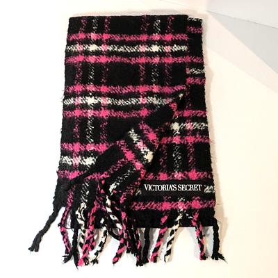 【残１】ブランケットスカーフ Victoria's Secret HS Victoria Secret Plaid Scarf, Winter Angel Collection, Black, Pink