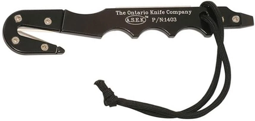 Ontario ASEK Strap Cutter Multi Tool Knife 1403 6 3/4" overall. Black anodized - Image 3 of 3