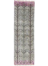 3X8 ft Cream Pictorial Indo-Gabbeh Tribal Oriental Runner Rug Kids Room Carpet