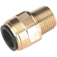 Image of 15mm x 1/2" BSPT Brass Straight Adapter - Air Supply Ring Main Pipe Male Thread