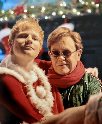Elton John & Ed Sheeran 10x8 Photograph *Lab Developed* Merry Christmas RARE