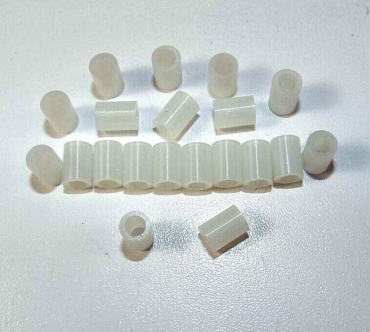 QTY20 #4SPACER 1/8"ID x 1/4"OD x 5/8"L ESSENTRA 13SP064 NYLON ROUND STANDOFF