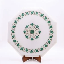 15"x15" Floral White Decors Top Table Marble Coffee Marquetry Home Inlay W743