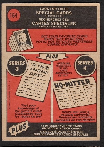 1972 Tug McGraw O-Pee-Chee Baseball In Action Mets #164 - Picture 2 of 2