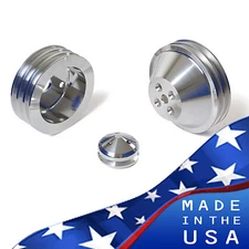 SBC Small Block Chevy V-Belt Pulley Kit 350 SWP Short Water Pump A/C Vintage AC