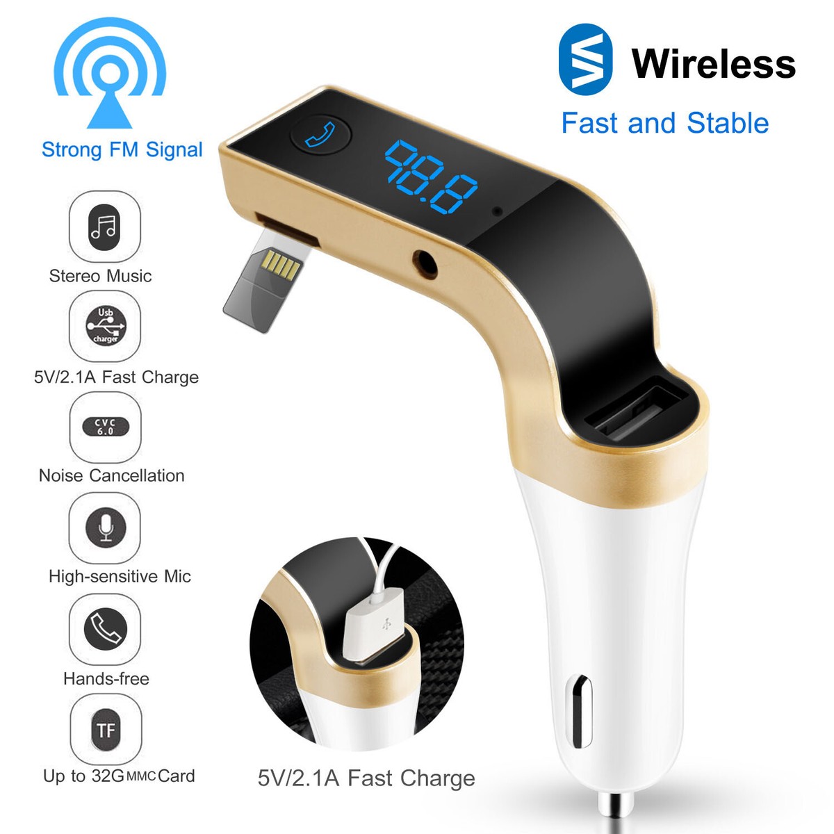 Handsfree Wireless FM Transmitter Car Kit Mp3 Player with USB