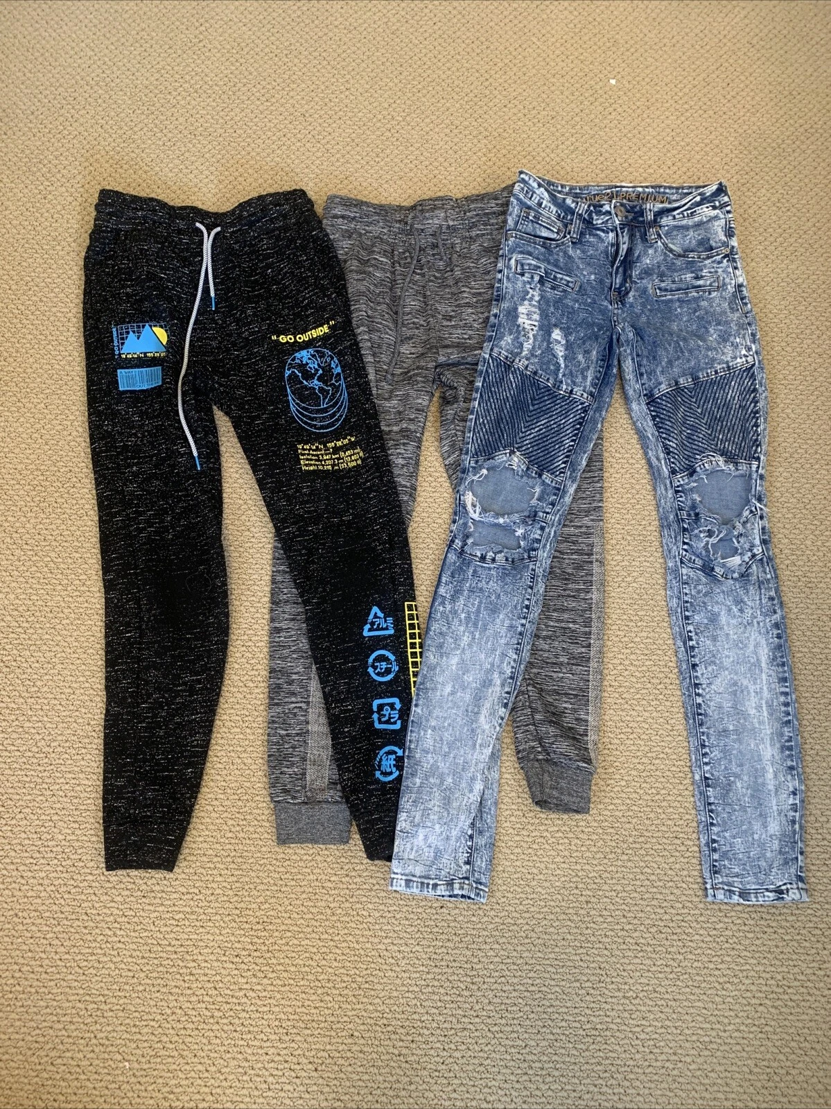 Men’s Size Small Sweat Pants Joggers Distressed Jeans 26x30