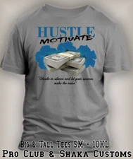 Hustle and Motivate T Big Tall Sport Graphic Tee Shirt to Match J4 Military Blue
