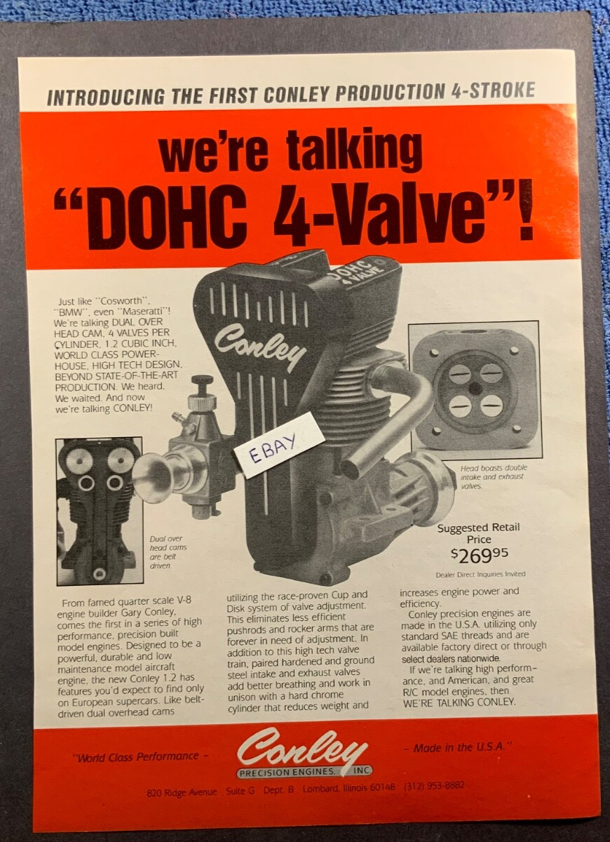 1989 Vintage Ad. Conley Precision Engines. Lombard, Illinois. 1/4 scale ...