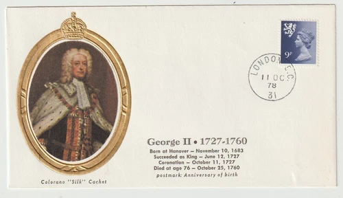 11/10/1978 UK GB Cover - Queens & Kings - George II 1727 - 1760