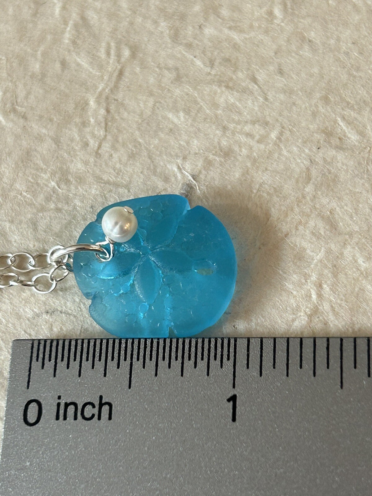 Aqua Sea Glass Sand Dollar Pearl Sterling Silver Necklace Sundance Treasures
