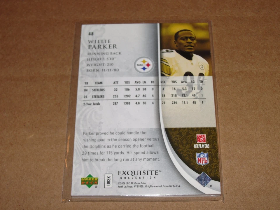 2006 Exquisite WILLIE PARKER #48 Silver Foil/150 Pittsburgh STEELERS Tar Heels - Image 2 of 2