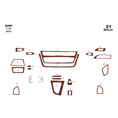 Bmw F30 2013 21Pcs Fit Interior Dash Trim Cover Kit Wood