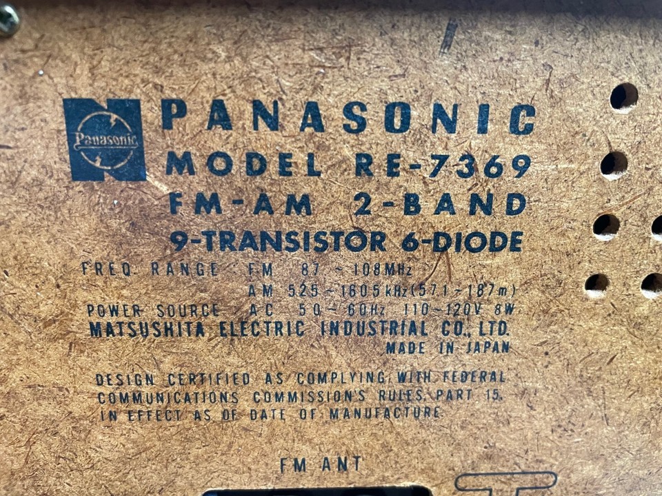 VINTAGE PANASONIC AM/FM TRANSISTOR RADIO MODEL RE-7369 Japan Working ...