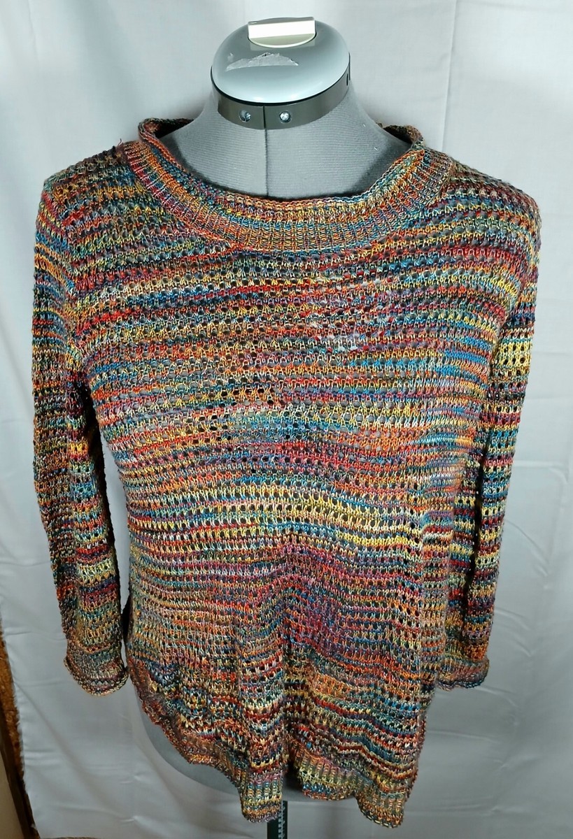 New Directions Sweater Women's Petite Small Multi Colored Striped